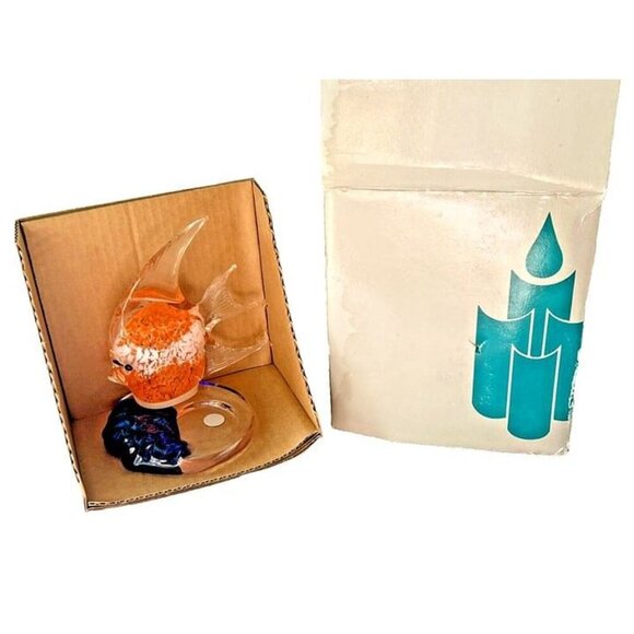Blown Glass Tropical Orange Fish Partylite Riviera Tealight Beach Nautical Stand - Picture 3 of 4